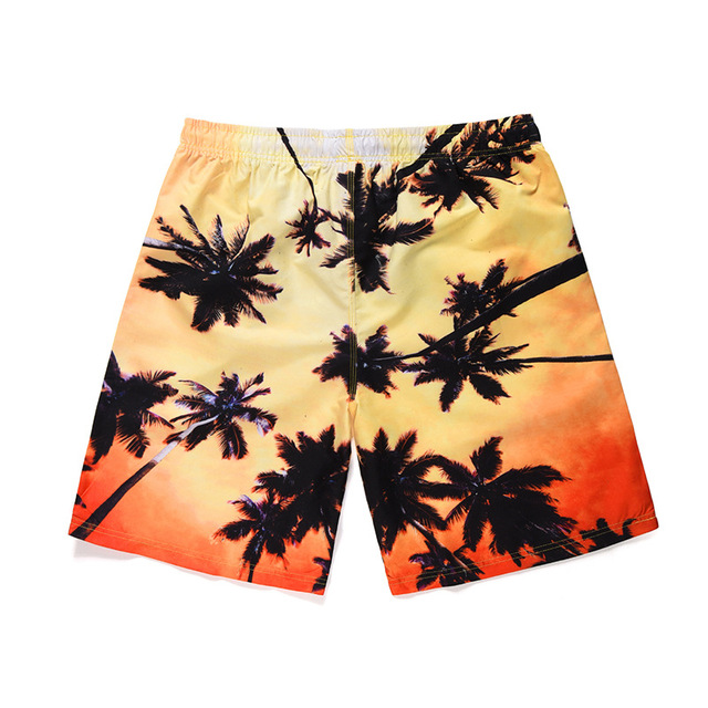 Peach-skin velvet shorts Summer New Seaside Coconut Forest Printed 