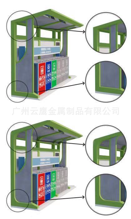 垃圾分类亭 四类垃圾分类站不锈钢垃圾分类 垃圾分类收集亭垃圾站