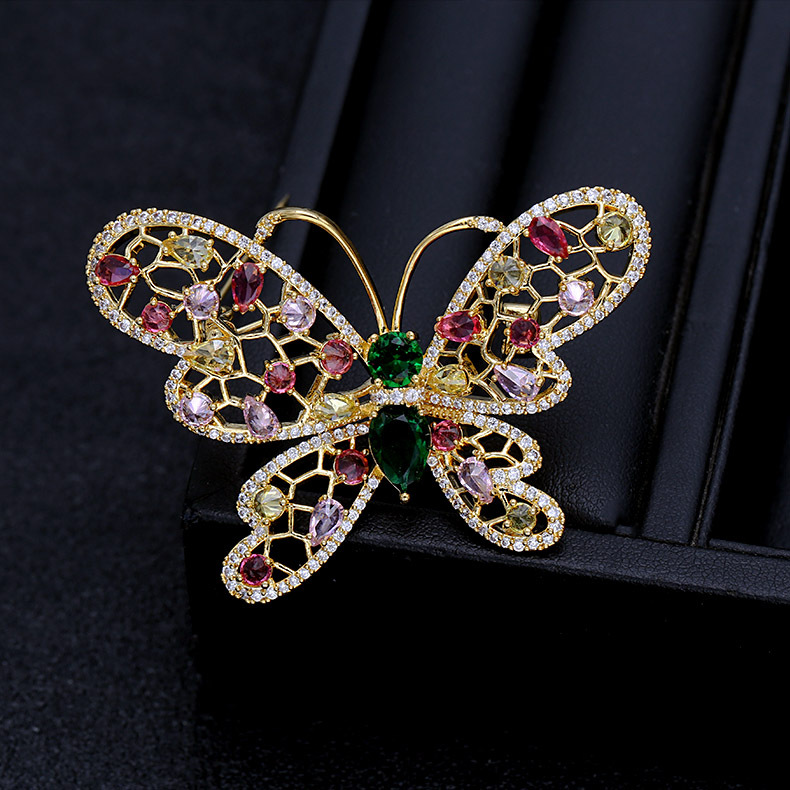 Stylish Japanese And Korean Temperament High-grade Elegant Butterfly Brooch Suit Simple Personality Inlaid Zircon Accessories Clothes Corsage Jewelry display picture 9