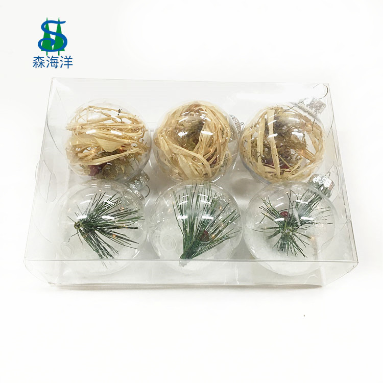 Fuente de origen PS alta bola de nieve en polvo plástico transparente bola interior decoraciones de Navidad BOLA DE Navidad colgante