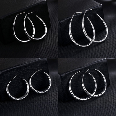 跨境專供925純銀針耳飾耳釘女歐美批花空心管渡黃金耳圈廠家直銷