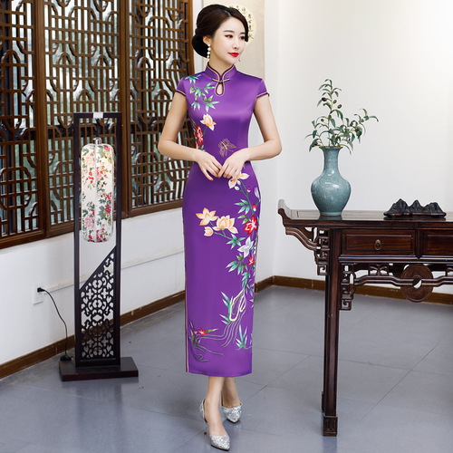 Chinese Dresses Qipao for women robe chinoise cheongsam Long and short sleeve standing collar cheongsam dress retro cheongsam dress party dress