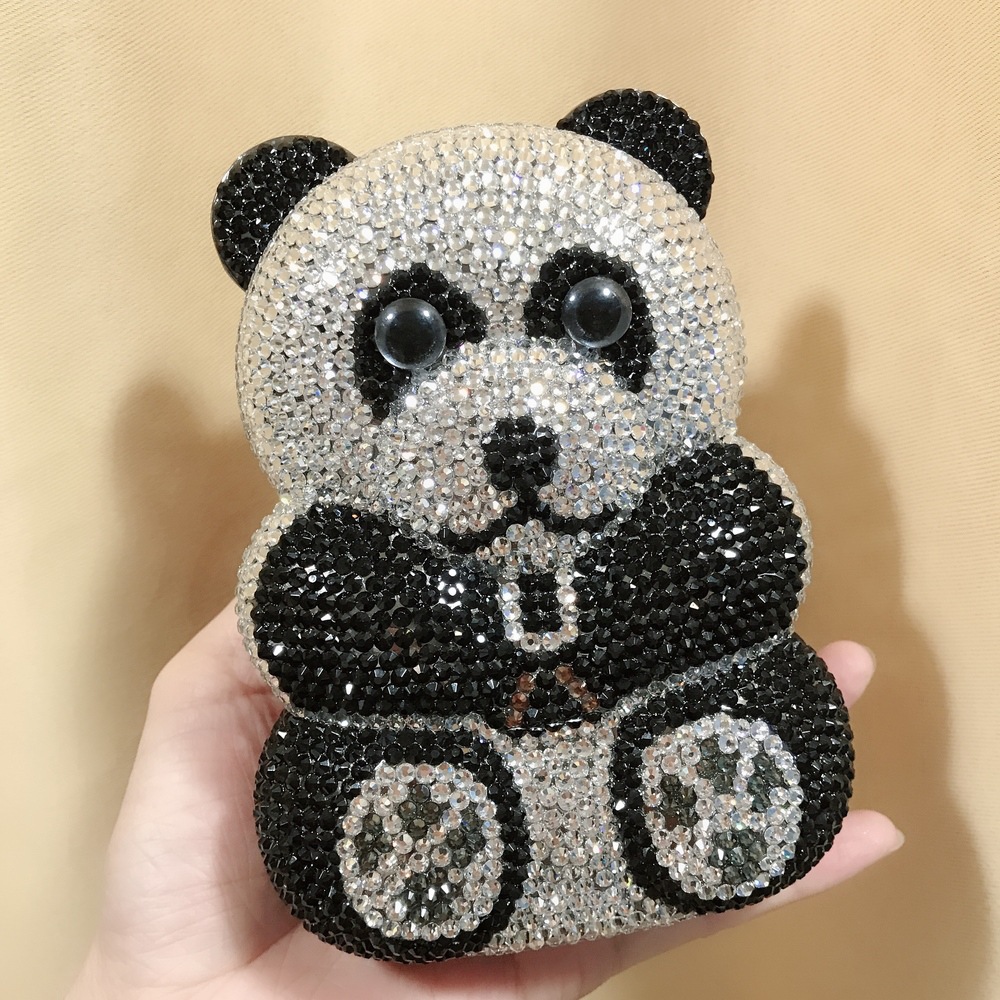 BL116 panda bolsas de diamante de dibujos animados animales cristal bolsas de cena de diamantes hechas a mano bolsas de diamantes bolsas de mano damas