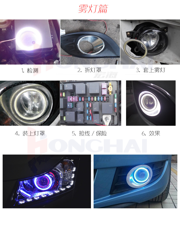 Car Led Light Headlight Cob Aperture Devil Eye Car Light Modified Angel Eye Fog Light Cob Aperture Daytime Running Light