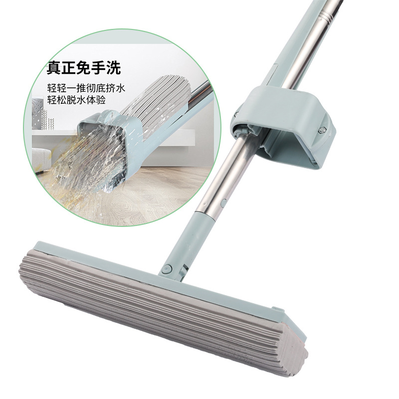 新款膠棉拖把懶人大號海綿拖把免手洗家用平板吸水滾輪擠水壹拖淨