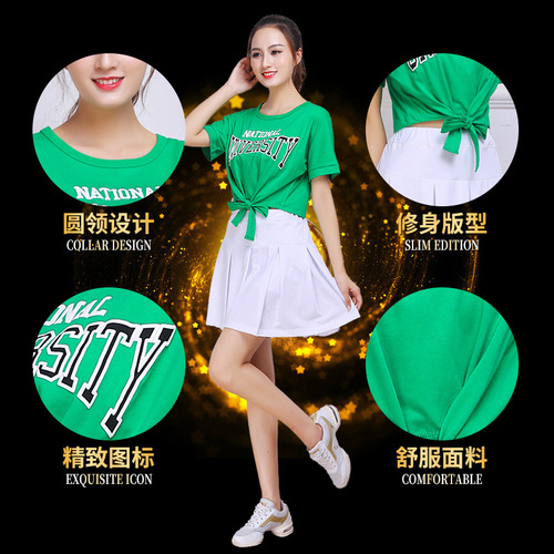 Square dance clothing new practice suit 2019 summer short-sleeved performance costume cotton sports dancing dress for women