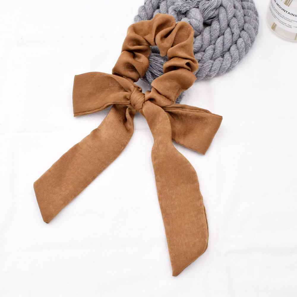 Simple Pure Color Satin Long Ribbon Hair Tie Ponytail Fabric Bow Elastic Rubber Band Head Rope Wholesale display picture 7