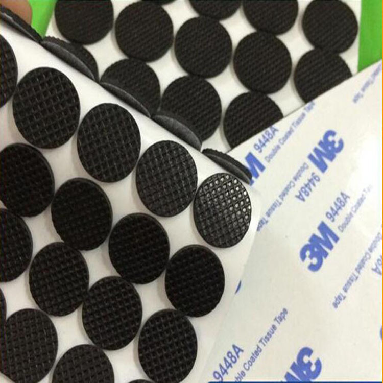 Black rubber non-slip round doormat