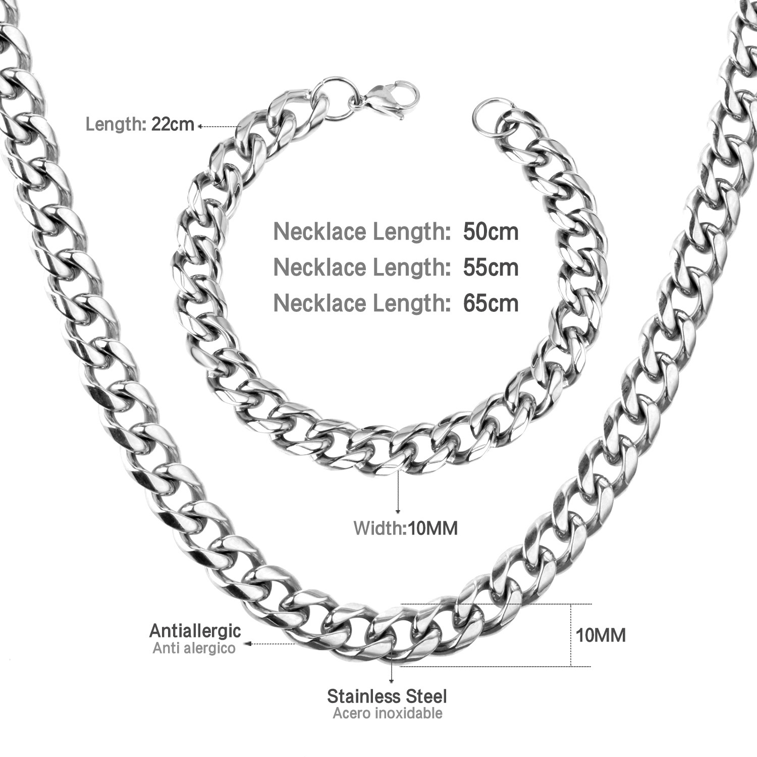 28g Weight Bracelets, Necklace Classification Simple Style Solid Color Stainless Steel Plating Bracelets Necklace