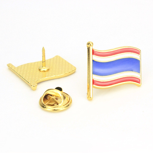 Thailand flag badge, travel metal souvenir, national landmark building pattern effect refrigerator magnet