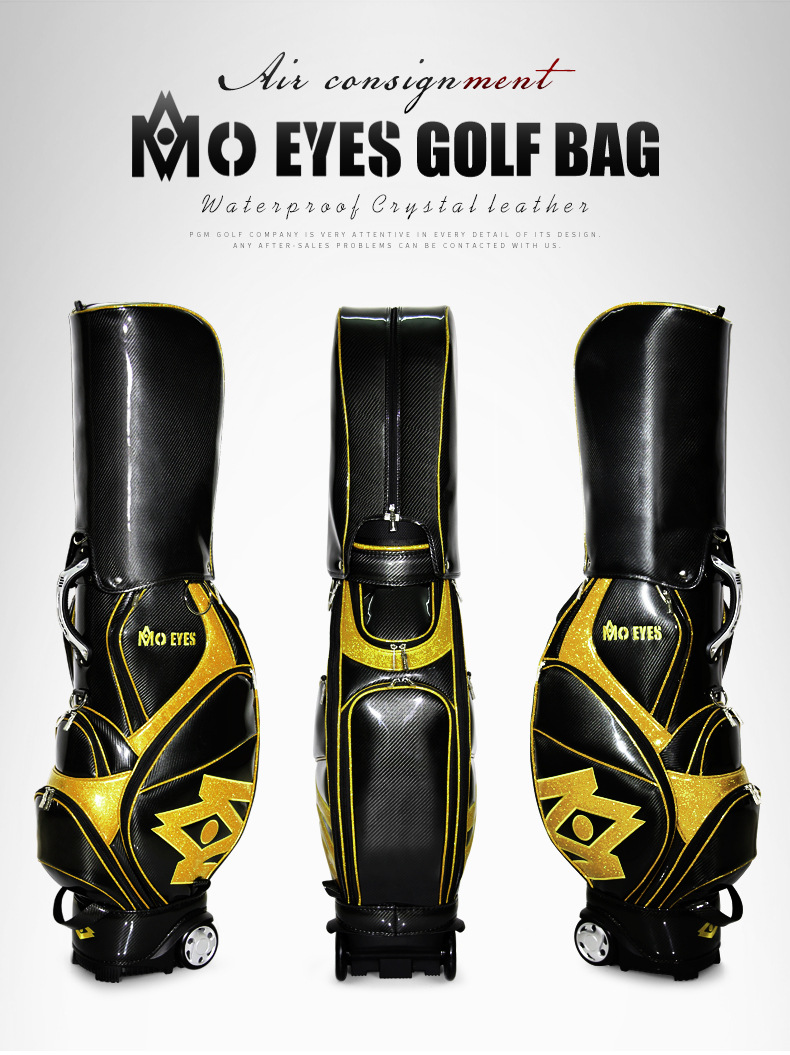 Túi đựng gậy golf PGM dạng ống kính thiên văn chống nước, cao 126 cm — Túi Kính thiên văn QB058MO EYES màu đỏ đen, QB058MO EYES Túi Kính thiên văn màu đen vàng chi tiết 14