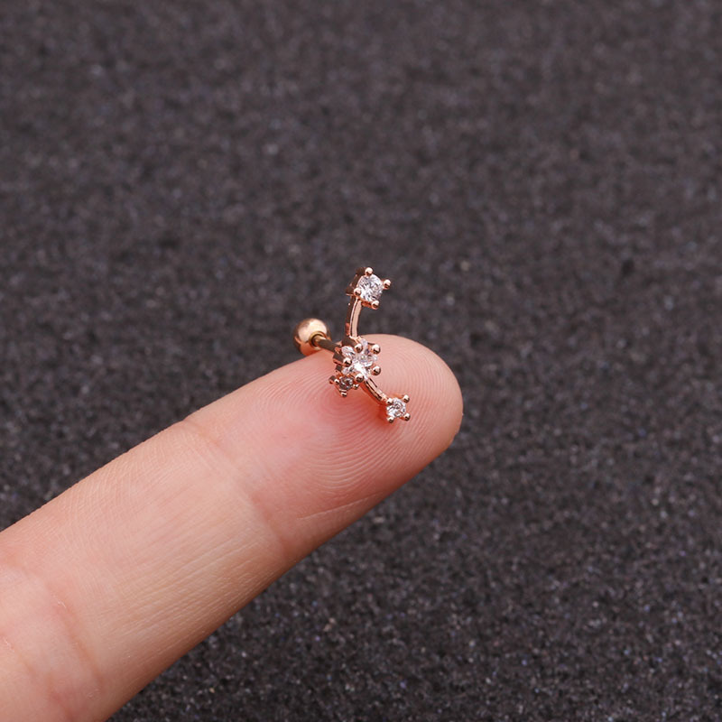 Ear Cartilage Rings & Studs Fashion Star 316 Stainless Steel  Copper Zircon display picture 8