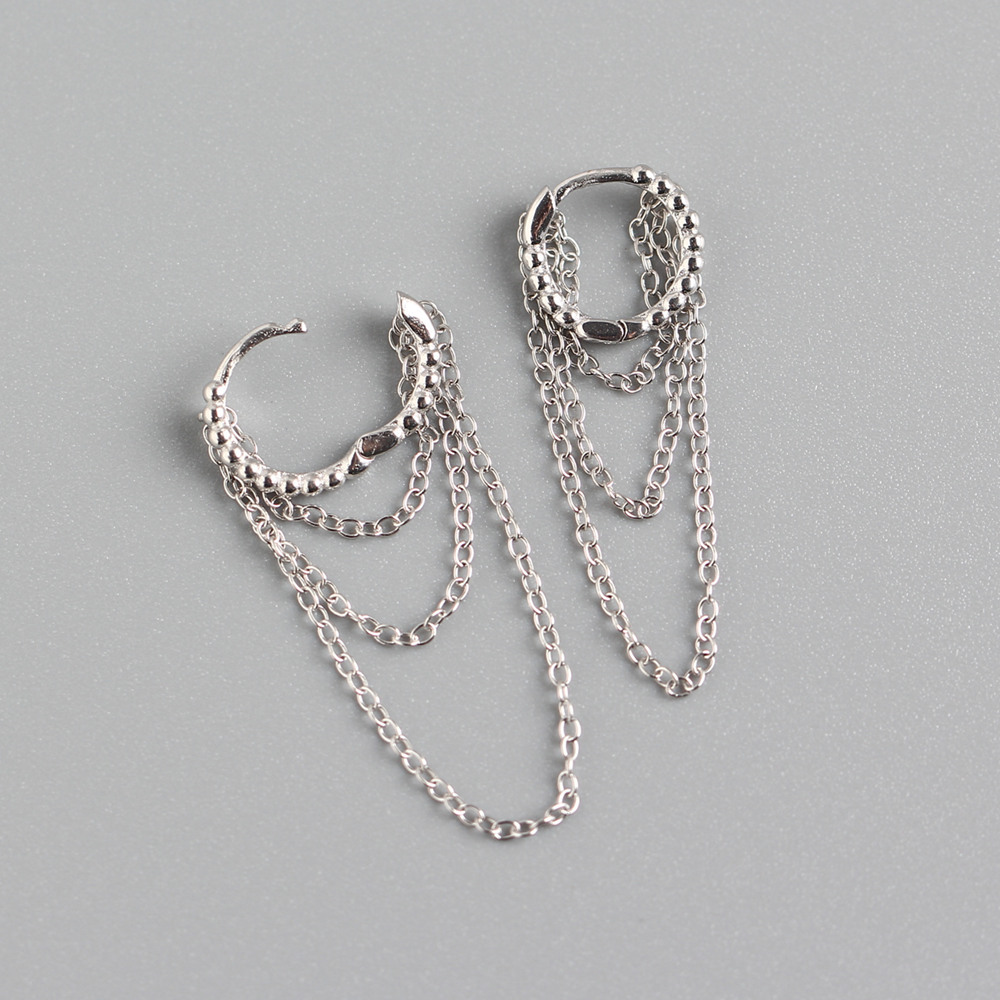 1 Par Estilo Simple La Cadena Plata Esterlina Aretes display picture 3