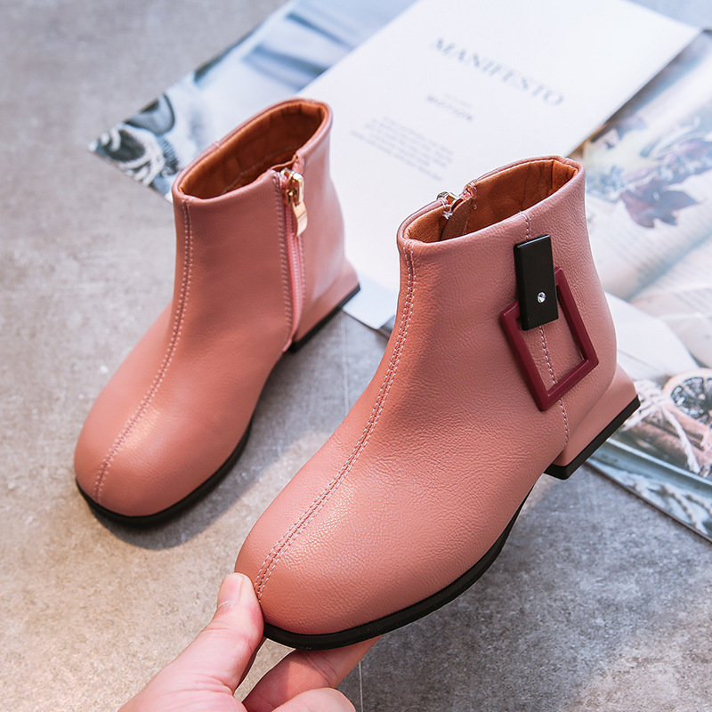 2019 new pattern girl Bootie winter Plush Cotton boots Simplicity fashion High-heeled Children's boots Children boots wholesale