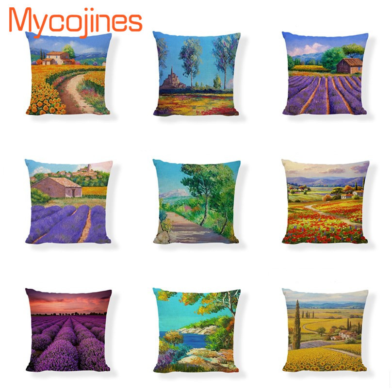 Flowers Lavender Nongjiale Sunflower Vineyard Vine Toss Pillow Decorative Sofa Linen Summer Pillowcase