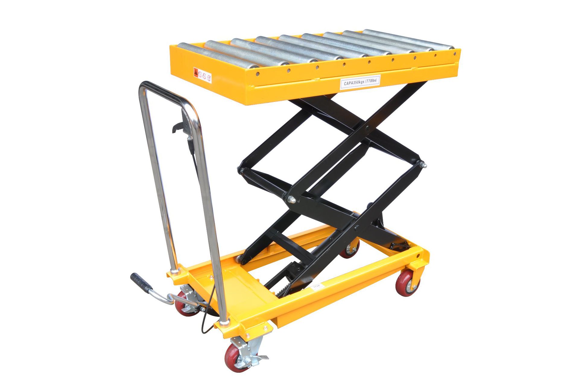 订做各种非标滚筒式手动平台车 辊筒液压平台车 手动升降平台车