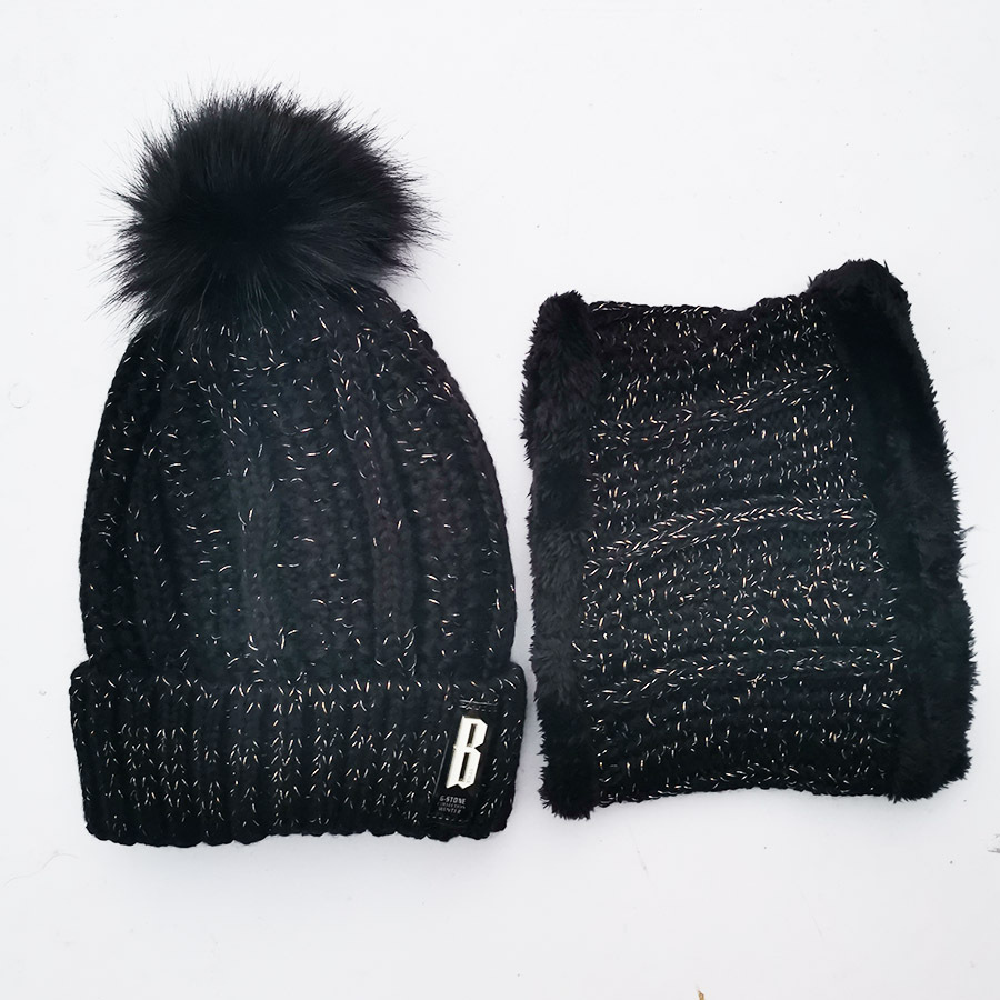 Auumn and Winer New Collecion wih Velve, Thickened Leer B, Ball, Knied Wool Ha, Two Piece Se, Women's Warm_voghion.com