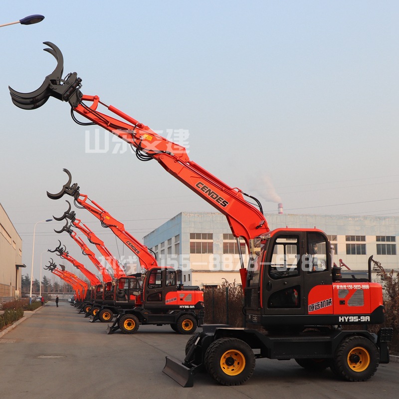 河南销售轮胎式抓木机价格 360度旋转抓木头 柱塞泵 耐用有劲真好