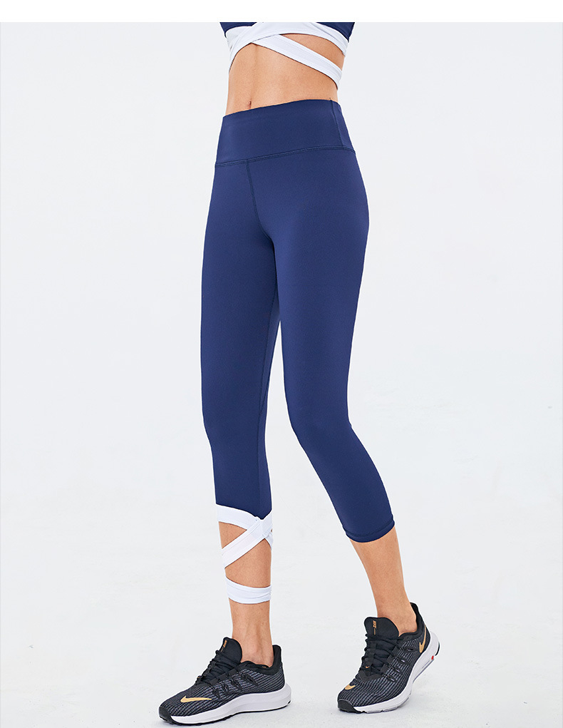 Pantalones de yoga de fitness recortados de secado rápido de cintura alta para mujer ropa de nihaostyles al por mayor NSSMA77187