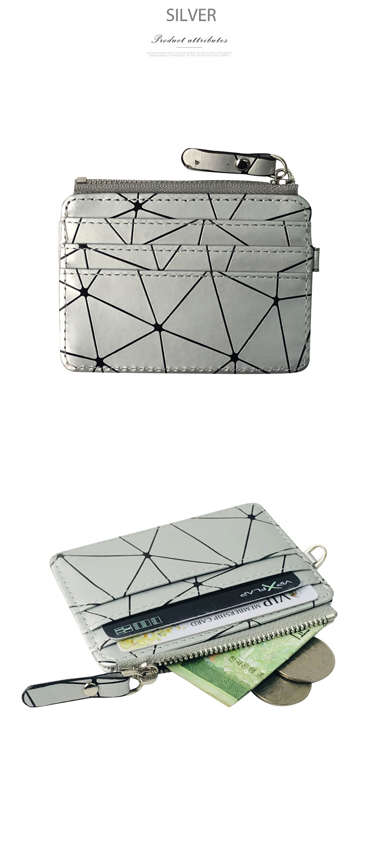 New Korean fashion coin wallet purse checkered coin bag zipper wallet multicard slot short card bag nihaojewelrypicture10