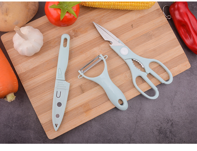 时尚北欧风格水果刀剪刀三件套刀具套装不锈钢削皮刀小刀厨房礼品详情10