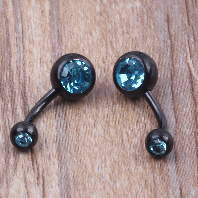 Double Drill Black Stainless Steel Belly Button Ring Navel Jewelry Dangle Big Drill detail image 6