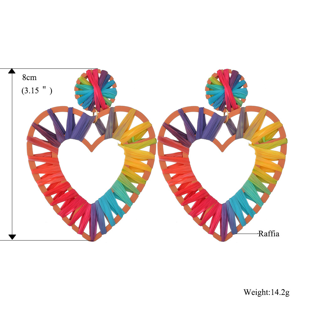 Neue Herzförmige Geometrische Quadratische Runde Bastohrringe display picture 3