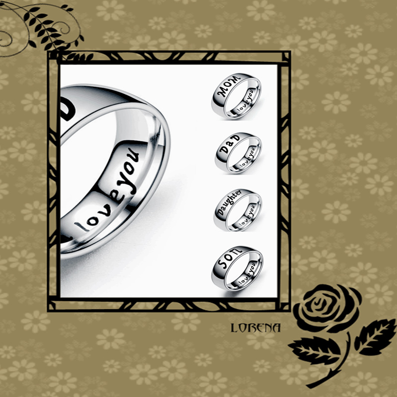 Venta Al Por Mayor, Letras De Miembros De La Familia, Anillo De Acero Inoxidable Nihaojewelry display picture 1