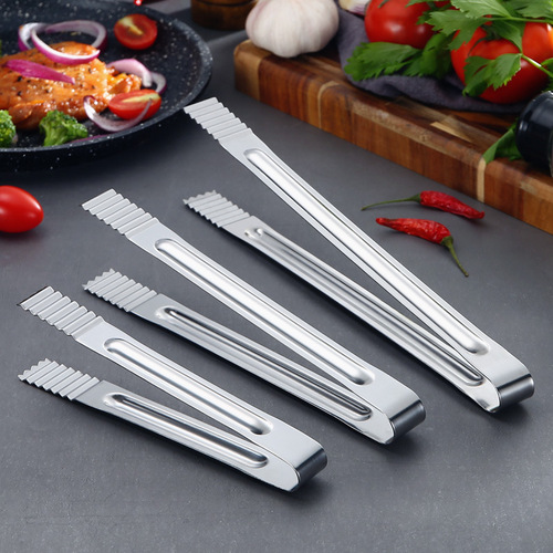 Barbeque tongs, barbecue tongs, bread tongs, stainless steel thickening and elongated strips, grilled fish food buffet tongs, factory direct sales