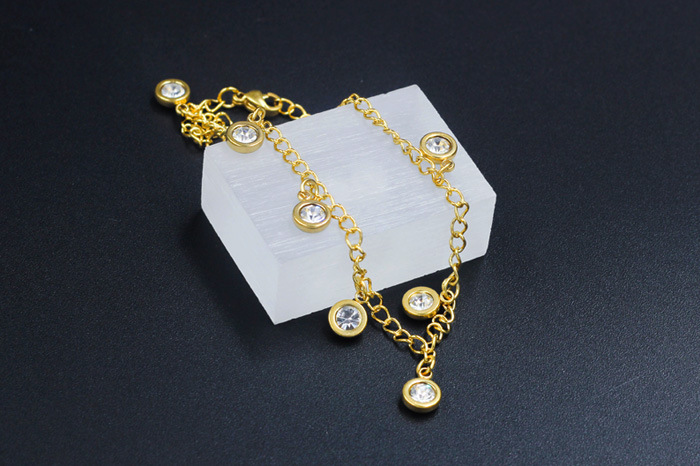 Fashion Geometric Stainless Steel Inlay Zircon Womenu0027S Anklet 1 Piece