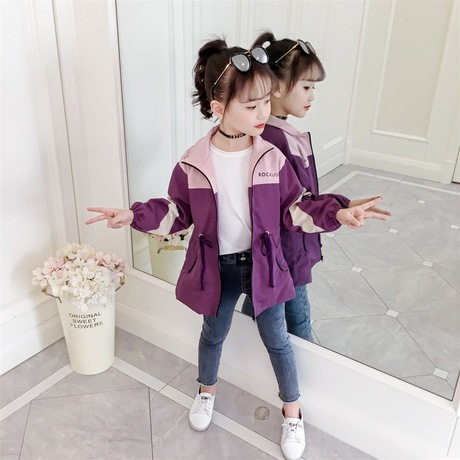 Áo khoác bé gái mùa xuân 2019 mới cho trẻ em áo gió công chúa Phiên bản Hàn Quốc của quần áo trẻ em áo khoác cotton giản dị áo khoác thủy triều Áo trẻ em