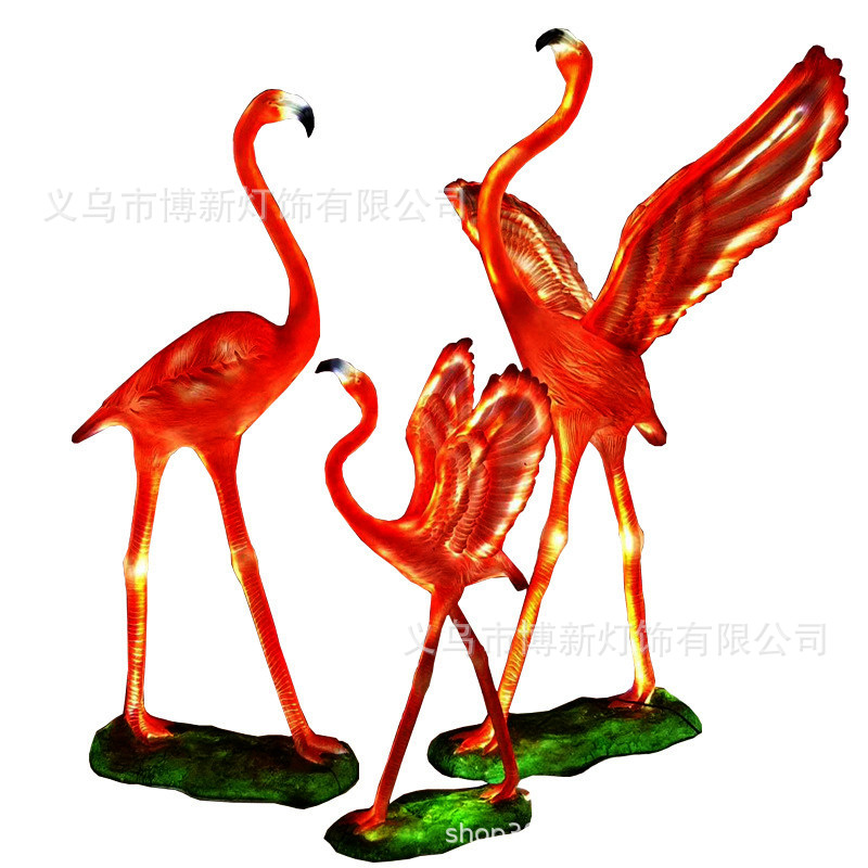 Cross-border supply LED flamingo shaped lamp, outdoor luminous waterproof landscape courtyard simulation animal decorative item detail image 1