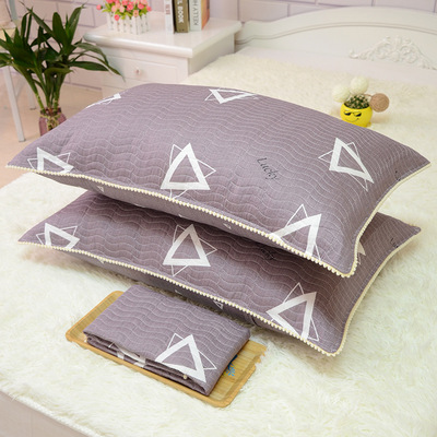 纯棉绗缝夹棉枕套斜纹枕套单人一只装 全棉枕头套成人大号枕芯套|ms