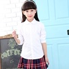 goods in stock Spring Versatile CUHK Daughter shirt shirt Solid White cotton Long sleeve Lapel shirt On behalf of