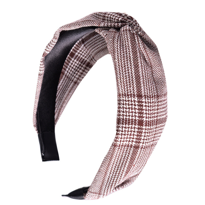 Fabric Houndstooth Wide Side Knotted Headband display picture 9