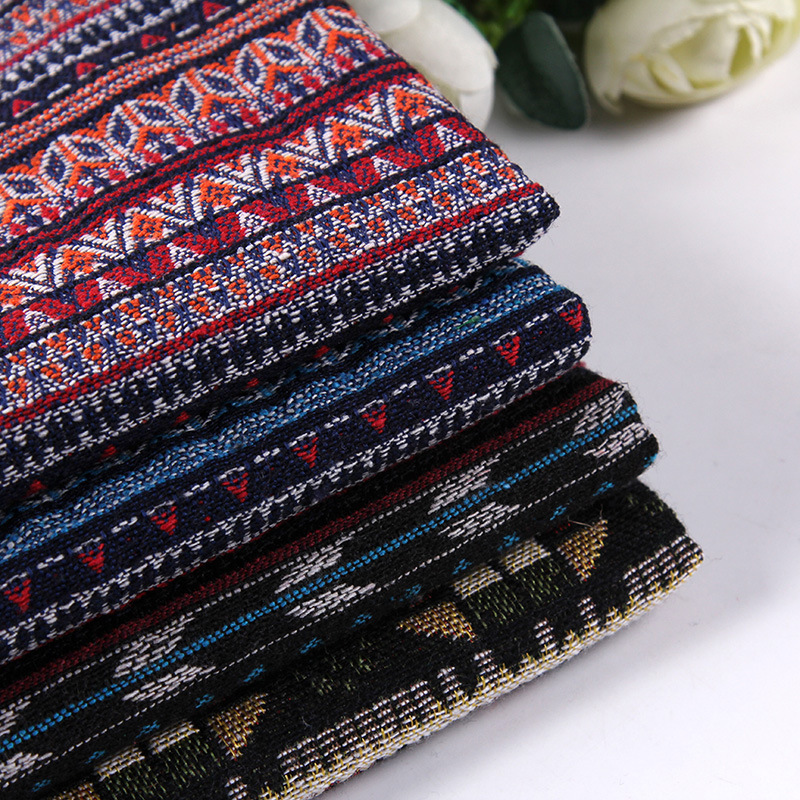 【厂家直销】民族风色织仿麻面料 靠枕抱枕桌布装饰布 现货供应