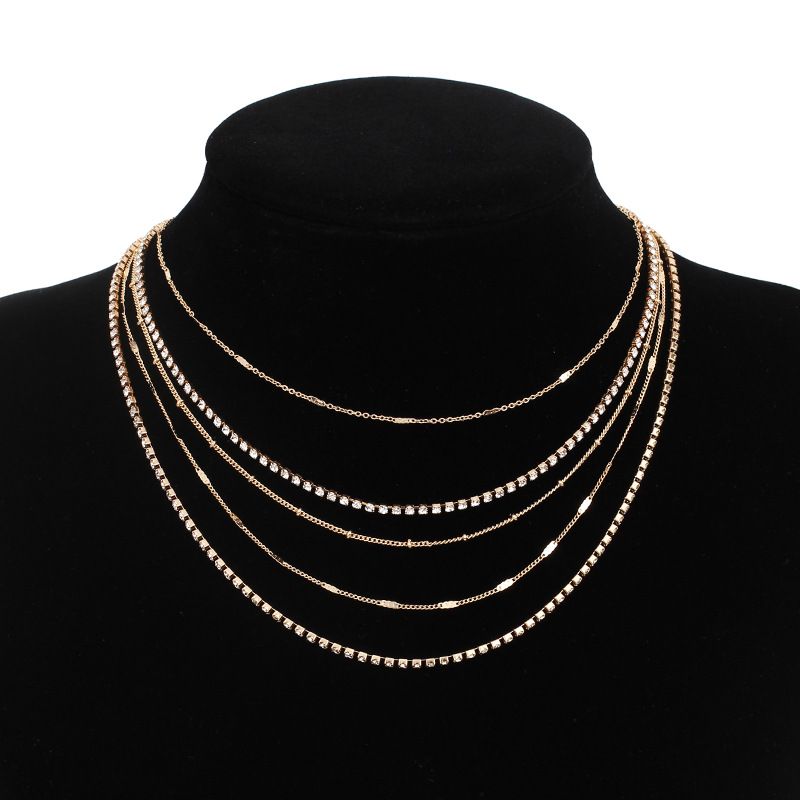 14g Weight Necklace Classification Wedding, Travel Occasion Women'S Gender Ethnic Style Style Gold Color Fashion Ethnic  Simple Multi-layer Necklace Short Clavicle Chain 1