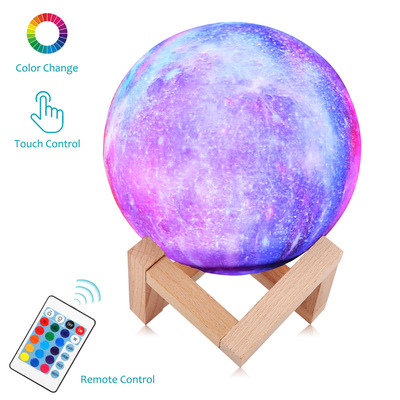 Amazon new pattern Coloured drawing 3D Printing starry sky Moon Light Colorful remote control Gift ideas Nightlight Bedside Table lamp