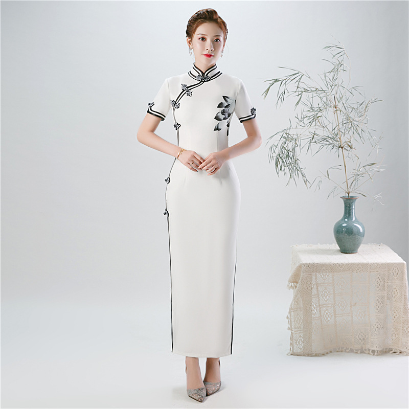 Chinese Dress Qipao for women with lotus and long waist