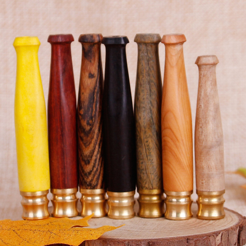 Wholesale Cigarette Accessories Single-Filter Cigarette Mouthpiece Cleanable Small Glossy Wooden Filtered Cigarette Mouthpiece