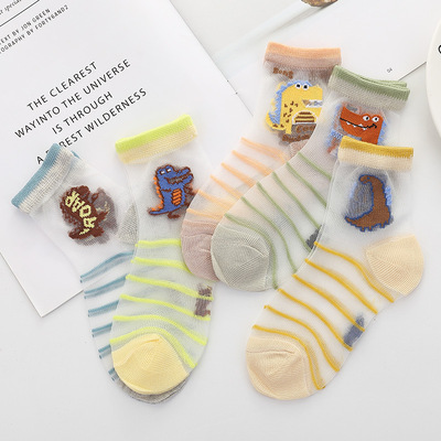 dinosaur children Crystal socks ultrathin Boy Silk stockings girl Silk stockings baby Socks pure cotton baby Socks summer