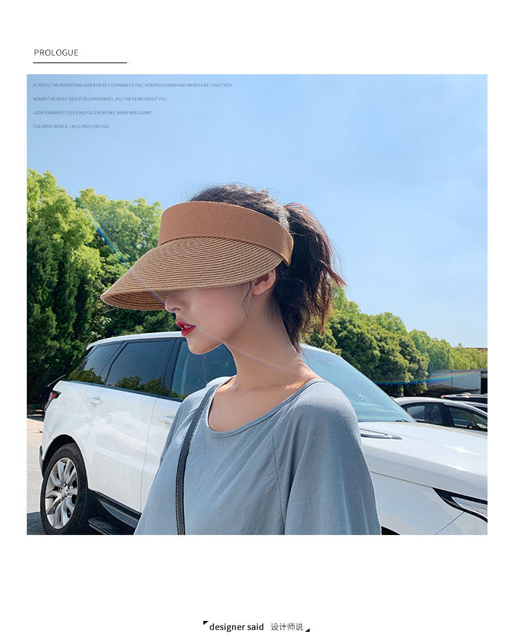 Fashion Sunshade Sunscreen Empty Top Straw Hat display picture 14