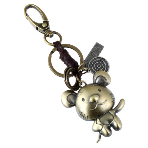 12 zodiac retro cowhide keychains, birth year accessories, creative small gifts, personalized simple car key pendants