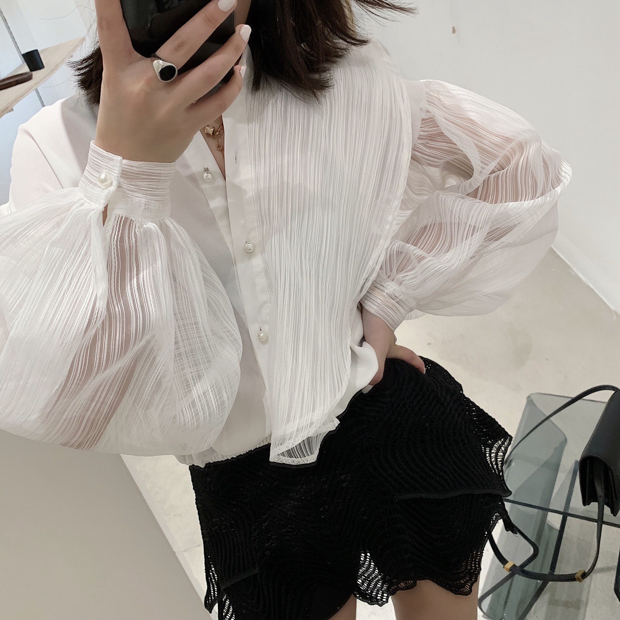 Hollow Mesh Fairy Shirt Image 1