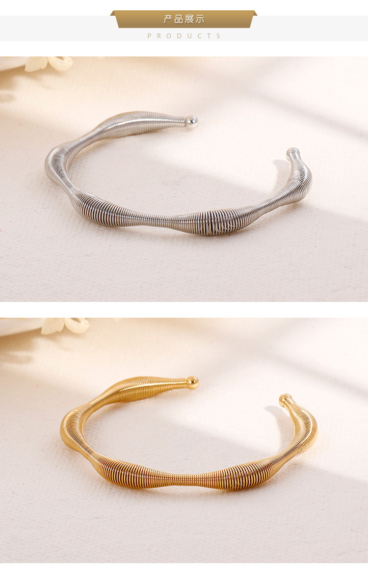 Housewarming, Anniversary, Business, Wedding, Travel, Birthday, Festival Occasion Korean Spring Wire Exaggerated Titanium Steel Bracelet Fashion Titanium Steel Rose Gold Material Bracelet Factory In Stock Wholesale