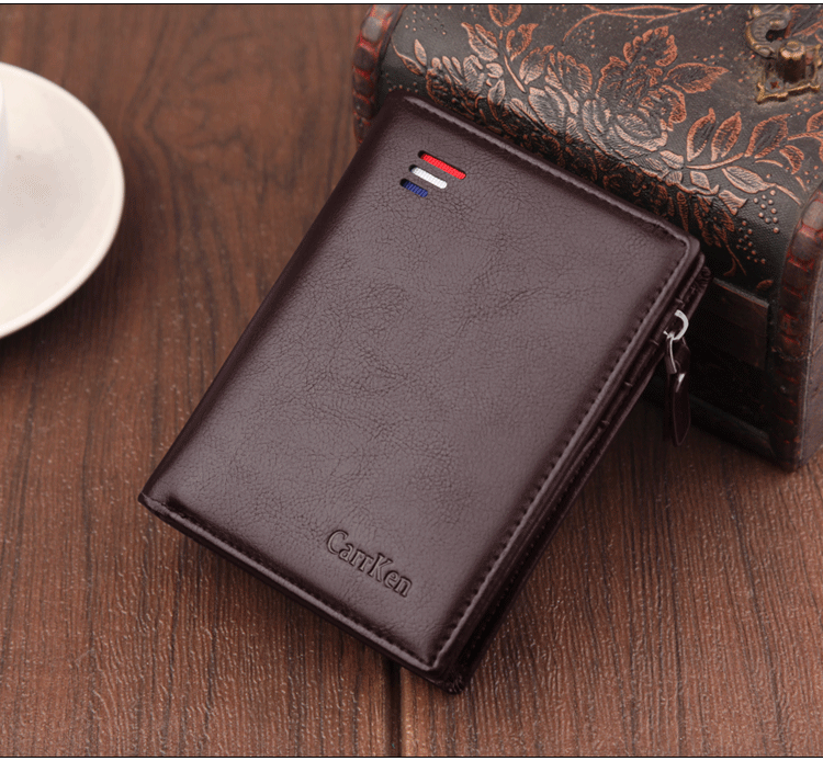 Men's Wallet Short Rfid Anti-degaussing Wallet Buckle Zipper Bag Dollar Clip Anti-theft Brush display picture 11