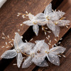 Hair accessory for bride, cute white ear clips, flowered, simple and elegant design