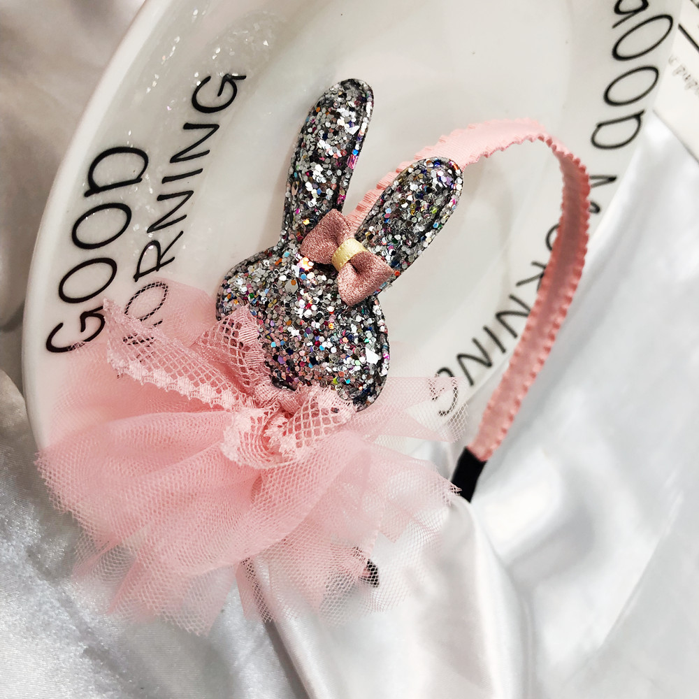 Cute Sequined Bunny Net Yarn Skirt Bow Headband display picture 7
