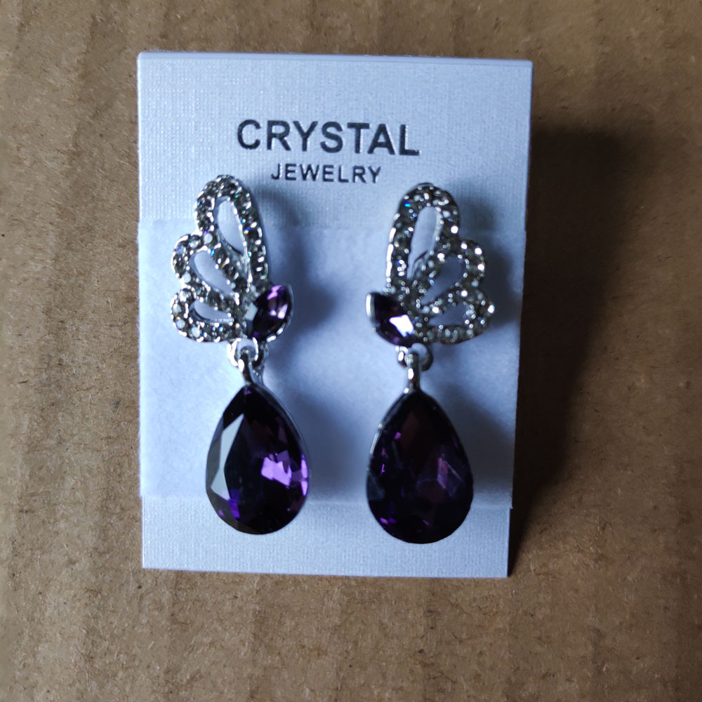 Crystal Angel Tears Set Water Drop Necklace Butterfly Tear Stud Earrings Glass Shoes Bracelet display picture 1