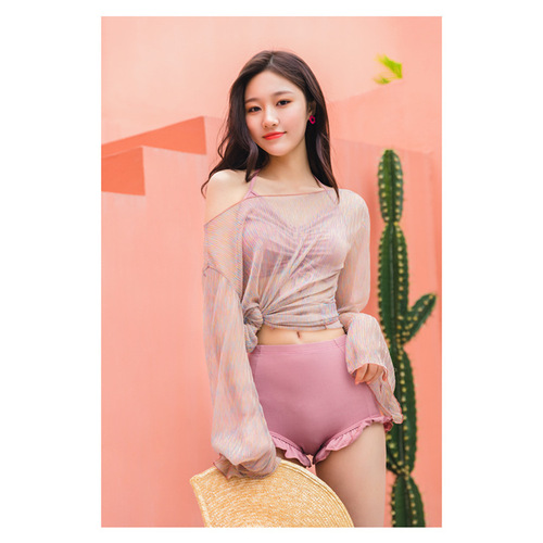 Women's swimsuit three-piece split Internet celebrity sun protection new conservative belly-covering slimming sexy bikini hot spring swimwear